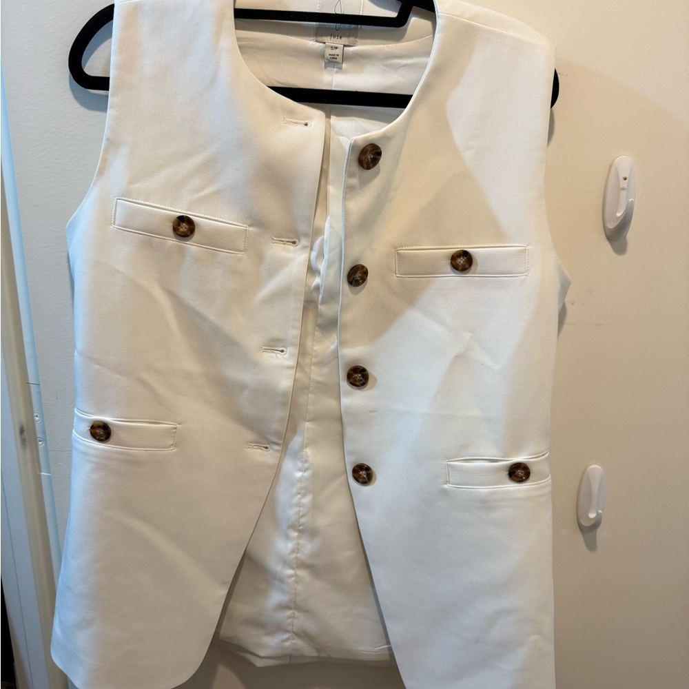 Joie Cream Vest with Brown Button Detail